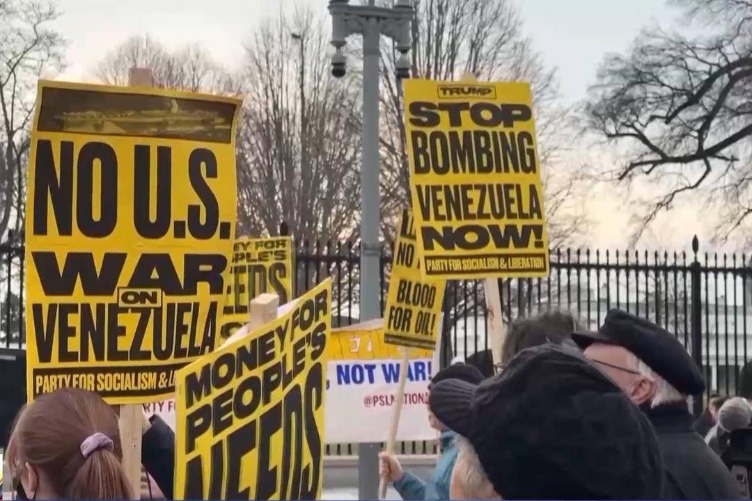 反對(duì)美軍事侵略委內(nèi)瑞拉 全球多地舉行抗議示威