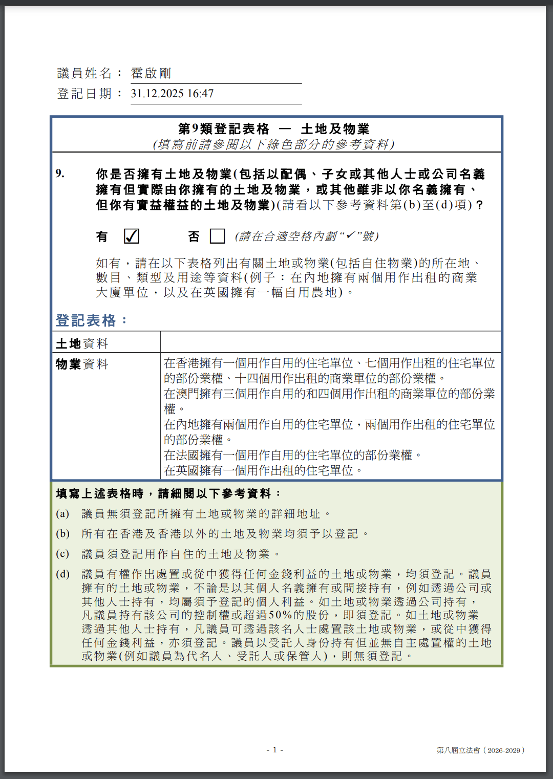 霍啟剛公開35處個人房產(chǎn)