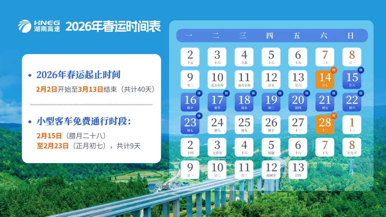 收藏不迷路！2026湖南春運(yùn)高速出行全攻略