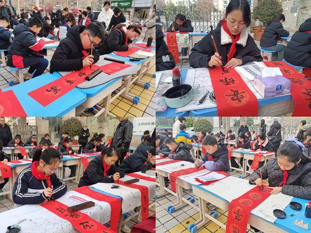 紅紙鋪展、墨寶飄香，二七區(qū)興華小學義寫春聯(lián)為居民送祝福