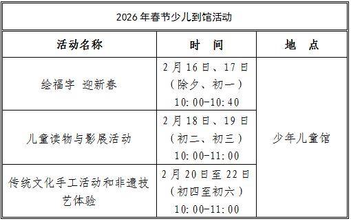 國(guó)家圖書館2026年春節(jié)開館安排