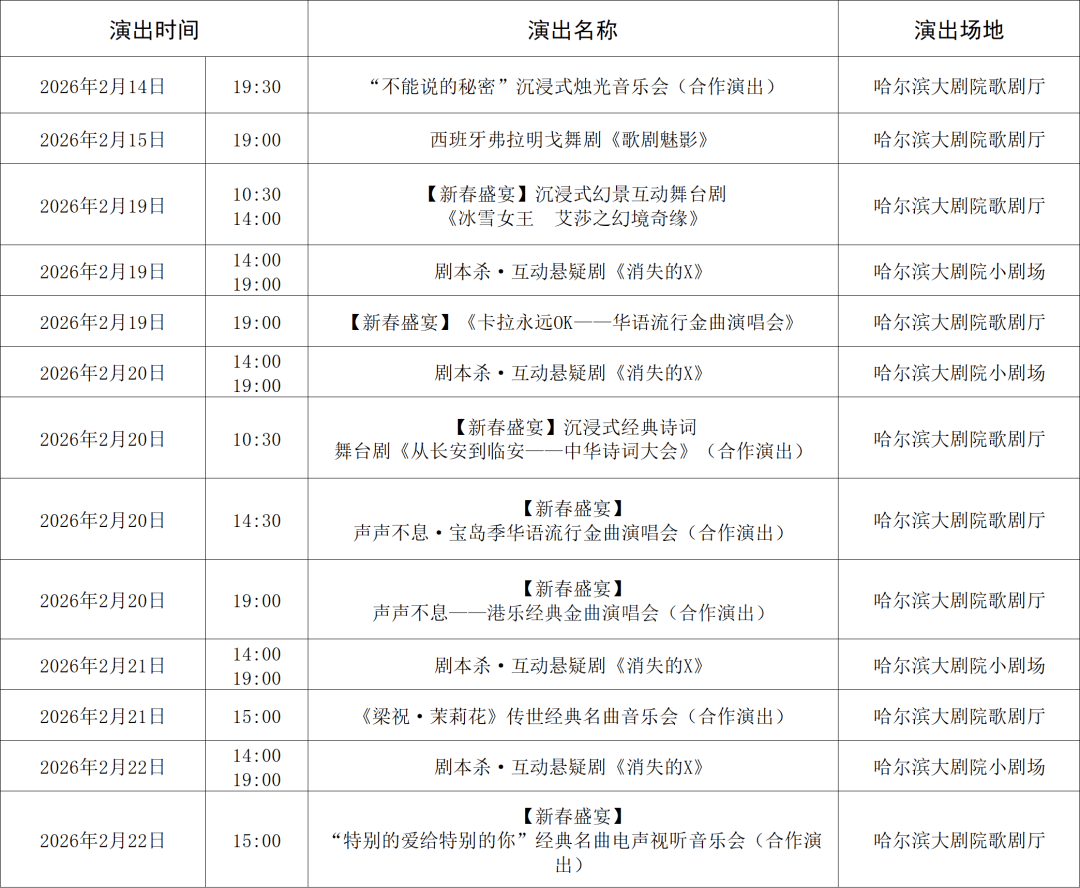 哈爾濱春節(jié)煙花秀+演出日程，收藏別錯過