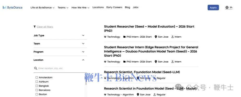 字節(jié)跳動在美國組建人工智能團(tuán)隊，計劃招聘100多人