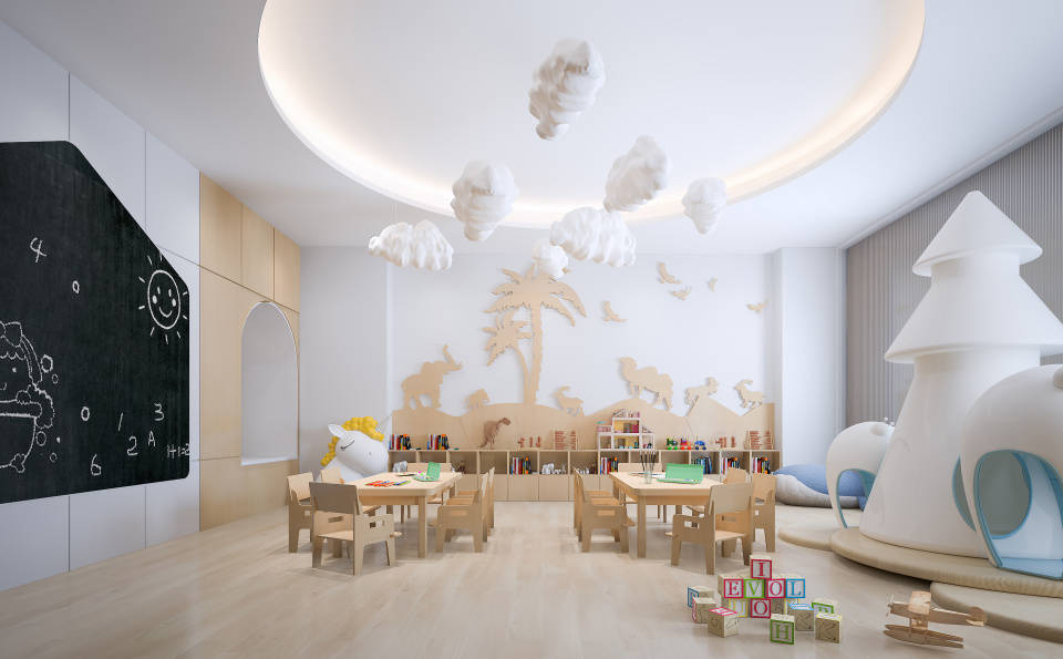 陜西幼兒園裝修施工，陜西幼兒園地面鋪裝，陜西托兒所裝修施工