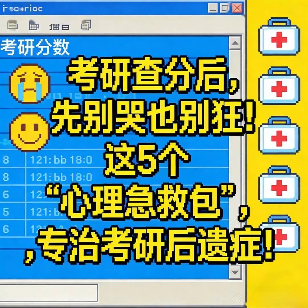 考研查分后，先別哭也別狂！這5個(gè)“心理急救包”，專治考研后遺癥?。茣圆タ?></p>
<p>你的專屬「心理急救包」已送達(dá)，請(qǐng)查收??</p>
<p>?? 急救包 1??<strong>考研</strong>：給“高分飄過”的你 —— 【冷靜降溫貼】??</p>
<p>“恭喜你！但請(qǐng)警惕‘幸存者偏差’的狂歡<strong>考研</strong>?！?/p>
<p>展開全文</p>
<p>“恭喜你！但請(qǐng)警惕‘幸存者偏差’的狂歡<strong>考研</strong>?！?/p>
<p>朋友圈刷屏“400+上岸”？別被濾鏡迷惑<strong>考研</strong>。</p>
<p>每一份高分背后，都有你看不到的深夜崩潰與反復(fù)試錯(cuò)<strong>考研</strong>。</p>
<p>? 心理提醒<strong>考研</strong>：</p>
<p>分?jǐn)?shù)只是復(fù)試的入場(chǎng)券，不是終點(diǎn)站<strong>考研</strong>。</p>
<p>現(xiàn)在的喜悅很真實(shí)，但別讓驕傲模糊了接下來的視線<strong>考研</strong>。</p>
<p>?? 行動(dòng)建議<strong>考研</strong>：</p>
<p>今晚可以慶祝，明天請(qǐng)歸零<strong>考研</strong>。</p>
<p>立刻啟動(dòng)復(fù)試準(zhǔn)備：聯(lián)系導(dǎo)師、梳理科研經(jīng)歷、模擬面試——真正的戰(zhàn)場(chǎng)，才剛剛開始<strong>考研</strong>。</p>
<p>?? 急救包 2??<strong>考研</strong>：給“遺憾落榜”的你 —— 【擁抱止痛藥】??</p>
<p>“想哭就大聲哭出來，這不丟人<strong>考研</strong>?！?/p>
<p>“想哭就大聲哭出來，這不丟人<strong>考研</strong>。”</p>
<p>你不是失敗者，你只是在這個(gè)特定的游戲規(guī)則里，暫時(shí)沒拿到那張票<strong>考研</strong>。</p>
<p>365天的早起、圖書館的燈光、背爛的筆記……它們不會(huì)因?yàn)橐粋€(gè)數(shù)字而消失<strong>考研</strong>。</p>
<p>? 心理提醒<strong>考研</strong>：</p>
<p>人生是曠野，不是軌道<strong>考研</strong>。</p>
<p>考研不是唯一路徑，更不是衡量你價(jià)值的標(biāo)尺<strong>考研</strong>。</p>
<p>?? 行動(dòng)建議<strong>考研</strong>：</p>
<p>給自己3天“情緒假期”——哭、睡、發(fā)呆都可以<strong>考研</strong>。</p>
<p>第4天起<strong>考研</strong>，問自己三個(gè)問題：</p>
<p>我還想再戰(zhàn)一年嗎<strong>考研</strong>？</p>
<p>我是否考慮就業(yè)/留學(xué)/考公<strong>考研</strong>？</p>
<p>這段經(jīng)歷教會(huì)了我什么<strong>考研</strong>？</p>
<p>我還想再戰(zhàn)一年嗎<strong>考研</strong>？</p>
<p>我是否考慮就業(yè)/留學(xué)/考公<strong>考研</strong>？</p>
<p>這段經(jīng)歷教會(huì)了我什么<strong>考研</strong>？</p>
<p>答案不在分?jǐn)?shù)里，在你心里<strong>考研</strong>。</p>
<p>?? 急救包 3??<strong>考研</strong>：給“卡在邊緣”的你 —— 【行動(dòng)定心丸】??</p>
<p>“與其在焦慮中內(nèi)耗，不如在行動(dòng)中找答案<strong>考研</strong>?！?/p>
<p>“與其在焦慮中內(nèi)耗，不如在行動(dòng)中找答案<strong>考研</strong>?！?/p>
<p>每天刷新十遍調(diào)劑系統(tǒng)<strong>考研</strong>？反復(fù)計(jì)算排名差0.1分？</p>
<p>這種“等待式煎熬”，比考試本身更消耗能量<strong>考研</strong>。</p>
<p>? 心理提醒<strong>考研</strong>：</p>
<p>不確定性最可怕的地方，是你把它當(dāng)成敵人<strong>考研</strong>。</p>
<p>其實(shí)，它可以是你重新掌控生活的起點(diǎn)<strong>考研</strong>。</p>
<p>?? 行動(dòng)建議<strong>考研</strong>：</p>
<p>? 同步準(zhǔn)備復(fù)試 + 主動(dòng)聯(lián)系可調(diào)劑院校</p>
<p>? 整理個(gè)人優(yōu)勢(shì)清單（科研/實(shí)習(xí)/競(jìng)賽）</p>
<p>? 設(shè)定“信息獲取時(shí)間”（如每天只查1次調(diào)劑信息）</p>
<p>把“萬一”變成“一萬”，用行動(dòng)去對(duì)抗焦慮<strong>考研</strong>。</p>
<p>?? 急救包 4??<strong>考研</strong>：給“不敢查分”的你 —— 【勇氣強(qiáng)心針】??</p>
<p>“最黑的夜，往往在黎明前<strong>考研</strong>?！?/p>
<p>“最黑的夜，往往在黎明前<strong>考研</strong>?！?/p>
<p>你怕的不是分?jǐn)?shù)低，而是“努力白費(fèi)了”的自我否定<strong>考研</strong>。</p>
<p>但真相是：只要你敢面對(duì)，你就已經(jīng)贏了昨天的自己<strong>考研</strong>。</p>
<p>? 心理提醒<strong>考研</strong>：</p>
<p>未知的恐懼永遠(yuǎn)比已知的結(jié)果更折磨人<strong>考研</strong>。</p>
<p>查分不是審判，而是一次“信息確認(rèn)”——僅此而已<strong>考研</strong>。</p>
<p>?? 行動(dòng)建議<strong>考研</strong>：</p>
<p>?? 找一個(gè)信任的朋友陪你一起點(diǎn)開<strong>考研</strong>；</p>
<p>?? 查完后立刻做一件小事（泡杯茶、散步、聽一首歌）——用儀式感切斷情緒漩渦<strong>考研</strong>。</p>
<p>?? 急救包 5??<strong>考研</strong>：給所有考生 —— 【親情隔離罩】???</p>
<p>“如何應(yīng)對(duì)親戚的‘關(guān)心’和父母的‘期待’<strong>考研</strong>？”</p>
<p>“如何應(yīng)對(duì)親戚的‘關(guān)心’和父母的‘期待’<strong>考研</strong>？”</p>
<p>“考多少分啊<strong>考研</strong>？”“沒考上是不是白讀四年？”</p>
<p>這些“關(guān)心”，常常裹著刀子<strong>考研</strong>。</p>
<p>? 心理提醒<strong>考研</strong>：</p>
<p>你的價(jià)值不需要通過別人的嘴來確認(rèn)<strong>考研</strong>。</p>
<p>父母的焦慮，源于愛，但不該成為你的枷鎖<strong>考研</strong>。</p>
<p>?? 溝通話術(shù)模板<strong>考研</strong>：</p>
<p>“我知道你們很在意我，但我現(xiàn)在需要一點(diǎn)空間整理心情<strong>考研</strong>。”</p>
<p>“無論結(jié)果如何，我都在認(rèn)真規(guī)劃下一步，請(qǐng)相信我<strong>考研</strong>?！?/p>
<p>“能不能先不問分?jǐn)?shù)？我想先和自己和解<strong>考研</strong>。”</p>
<p>“我知道你們很在意我，但我現(xiàn)在需要一點(diǎn)空間整理心情<strong>考研</strong>?！?/p>
<p>“無論結(jié)果如何，我都在認(rèn)真規(guī)劃下一步，請(qǐng)相信我<strong>考研</strong>?！?/p>
<p>“能不能先不問分?jǐn)?shù)？我想先和自己和解<strong>考研</strong>。”</p>
<p>溫柔而堅(jiān)定地建立邊界——這是成年人最重要的能力之一<strong>考研</strong>。</p>
<p>?? 最后送你一句話<strong>考研</strong>：</p>
<p>“你不是在‘等一個(gè)結(jié)果’，你是在‘走一段路’<strong>考研</strong>。”</p>
<p>這條路或許曲折，但每一步都算數(shù)<strong>考研</strong>。</p>
<p>“你不是在‘等一個(gè)結(jié)果’，你是在‘走一段路’<strong>考研</strong>?！?/p>
<p>這條路或許曲折，但每一步都算數(shù)<strong>考研</strong>。</p>
<p>無論今天你站在哪里——</p>
<p>你都值得被看見、被理解、被溫柔以待<strong>考研</strong>。</p>
<p>?? 互動(dòng)時(shí)間（樹洞開啟）<strong>考研</strong>：</p>
<p>?? 在評(píng)論區(qū)留下你的狀態(tài)（或想對(duì)自己說的話）<strong>考研</strong>：</p>
<p>A. 上岸了<strong>考研</strong>！求祝福！??</p>
<p>B. 沒過<strong>考研</strong>，想哭一會(huì)兒...??</p>
<p>C. 還在等<strong>考研</strong>，好緊張，求好運(yùn)！??</p>
<p>D. 不管結(jié)果如何<strong>考研</strong>，我都想對(duì)自己說聲辛苦了！??</p>
<p>#考研查分 #心理急救 #考研上岸 #落榜不等于失敗 #2026考研 #考研下案了</p>
<p>除了【在這里】 你還可以在以下平臺(tái)</p>
<p>小宇宙｜網(wǎng)易云音樂</p>
<p>喜馬拉雅|蘋果Podcast|荔枝</p>
<p>蜻蜓FM|懶人聽書|QQ音樂|酷狗音樂</p>
<img src=