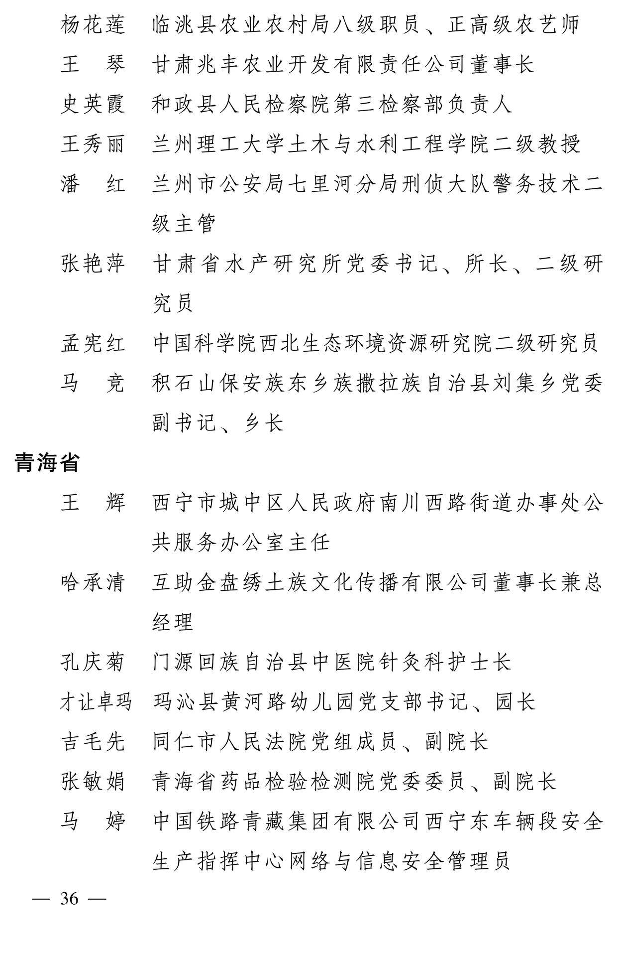 598名女性獲全國三八紅旗手稱號，全名單如下