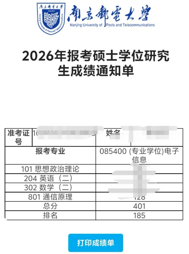 原創(chuàng)雙非考研都炸穿了！400多分滿天飛！南京郵電通院專碩401分僅排名185名，好在今年要錄507人