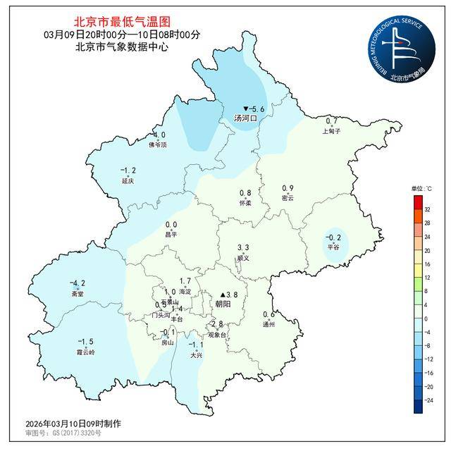 北京今天后半夜陣風可達5級左右，預計本周五陰有小雨