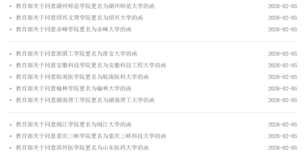 11所高校，更名“大學(xué)”